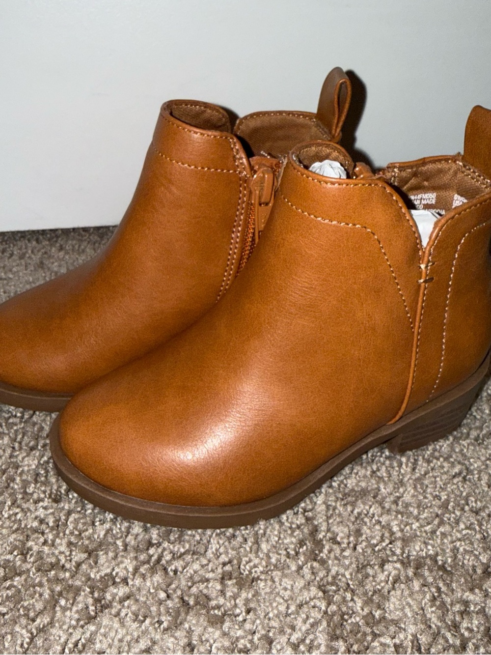 wonder nation Brown Kids Ankle Boots with Side Zip